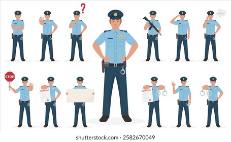 Police officer character pack vector illustration