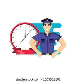 police officer with clock time
