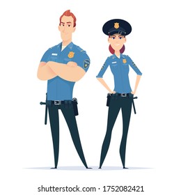 Police Officer Couple Uniform Standing Police Stock Vector (Royalty ...