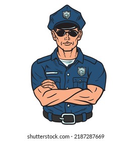 Police Officer Crossed Arms Isolated On Stock Vector (Royalty Free ...