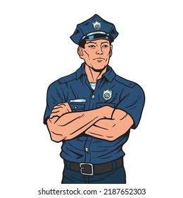 Police Officer Crossed Arms Isolated On Stock Vector (Royalty Free ...