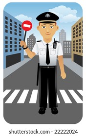 Police officer at crossroad.

Visit my portfolio for more professions and business people.