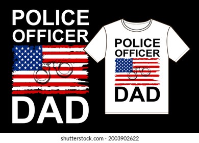 Police Officer  Dad T-Shirt Design Template.