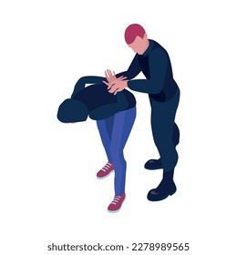 Police officer detaining rioter isometric vector illustration