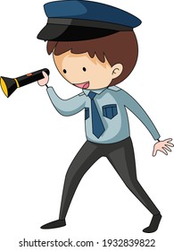 A police officer doodle cartoon character isolated illustration