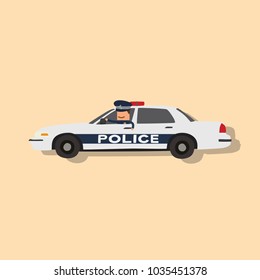 Police officer driving a police car, vector illustration design. Police collection.