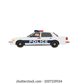 Police officer driving a police car, vector illustration design. Police collection.