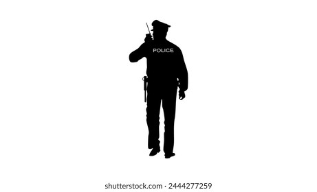 police officer emblem, black isolated silhouette