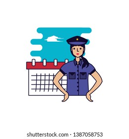 police officer female with calendar reminder