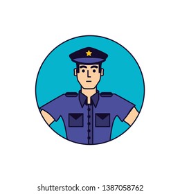 police officer in frame circular