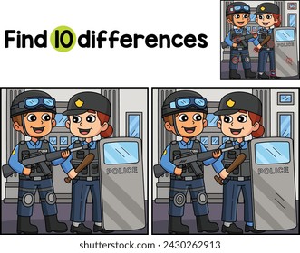 Police Officer in Full Gear Find The Differences