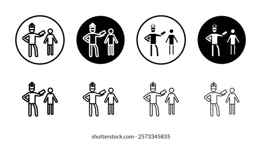 Police officer giving fine icon vector line logo mark or symbol set collection outline style