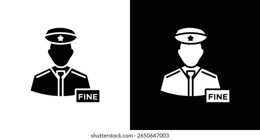 Police officer giving fine icon Isolated flat vector in outline