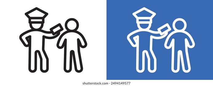 Police officer giving fine logo sign set vector outline