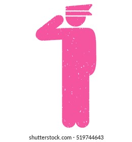 Police Officer grainy textured pink icon for overlay watermark stamps. Flat symbol with dust texture. Dotted vector ink rubber seal stamp with grunge design on a white background.