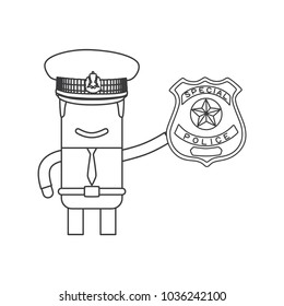 Police officer holding a police badge, vector illustration design. Police collection.