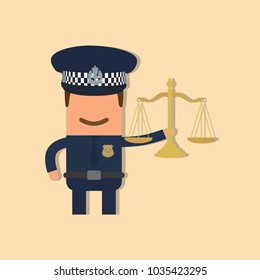 Police officer holding a balance, vector illustration design. Police collection.