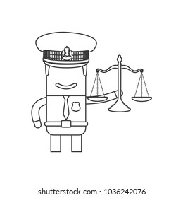 Police officer holding a balance, vector illustration design. Police collection.