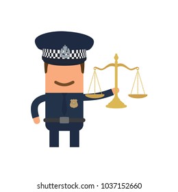 Police officer holding a balance, vector illustration design. Police collection.
