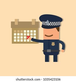 Police officer holding a calendar, vector illustration design. Police collection.