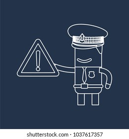 Police officer holding a caution sign, vector illustration design. Police collection.