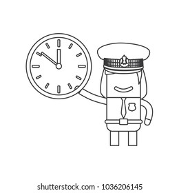 Police officer holding a clock, vector illustration design. Police collection.