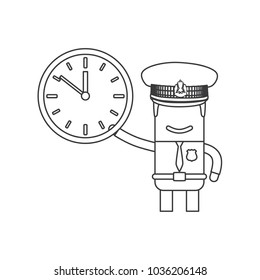 Police officer holding a clock, vector illustration design. Police collection.