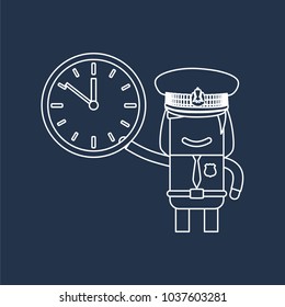 Police officer holding a clock, vector illustration design. Police collection.