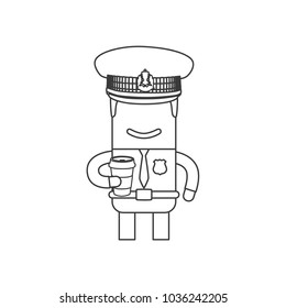 Police officer holding a coffee, vector illustration design. Police collection.