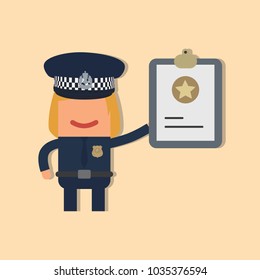 Police officer holding a police document, vector illustration design. Police collection.