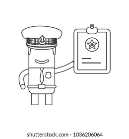 Police officer holding a police document, vector illustration design. Police collection.