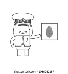 Police officer holding a fingerprint, vector illustration design. Police collection.