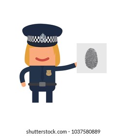 Police officer holding a fingerprint, vector illustration design. Police collection.