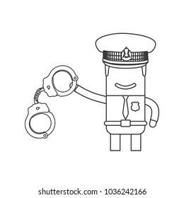 Police officer holding handcuffs, vector illustration design. Police collection.