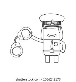Police officer holding handcuffs, vector illustration design. Police collection.