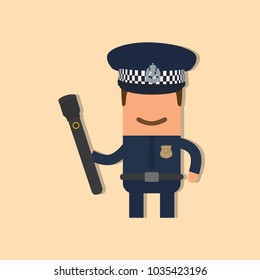 Police officer holding a lantern, vector illustration design. Police collection.