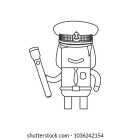 Police officer holding a lantern, vector illustration design. Police collection.