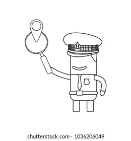Police officer holding a magnifying glass, vector illustration design. Police collection.