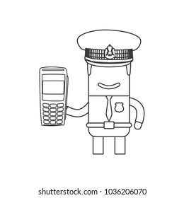 Police officer holding a point of sale, vector illustration design. Police collection.