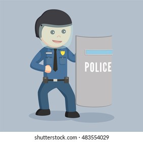 police officer holding shield