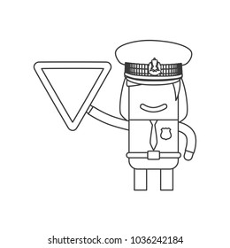 Police officer holding a yield sign, vector illustration design. Police collection.