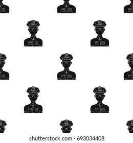 Police officer icon in black style isolated on white background. Police symbol stock vector illustration.
