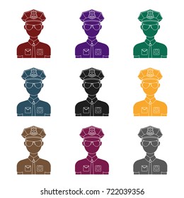 Police officer icon in black style isolated on white background. Police symbol stock vector illustration.