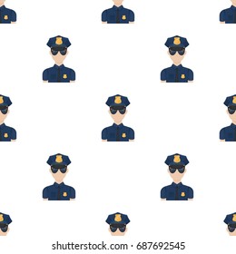 Police officer icon in cartoon style isolated on white background. Police symbol stock vector illustration.