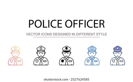 Design de ícone de oficial de polícia com ilustração de estoque de fundo branco