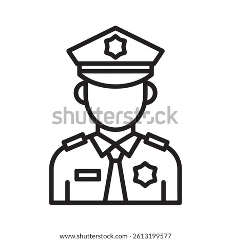 Police Officer Icon Editable Vector Illustration isolated on a white background, suitable for law enforcement, security, and professional design projects