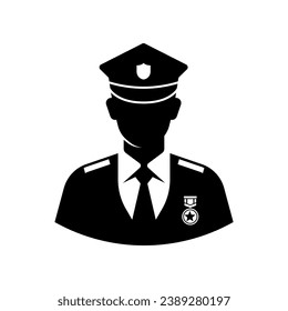 Police officer icon isolated on white background.