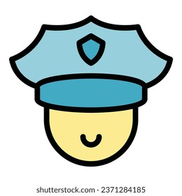 Police officer icon outline vector. Policeman safety. City man color flat