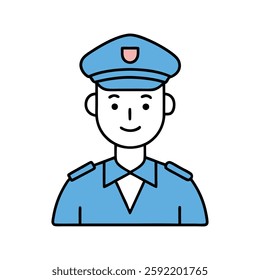 Police Officer Icon Vector Line Art Illustration Minimalist Law Enforcement Graphics