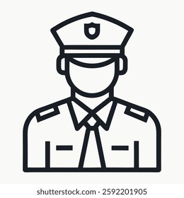 Police Officer Icon Vector Line Art Illustration Minimalist Law Enforcement Graphics